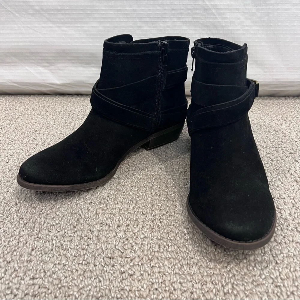 Fergalicious By Fergie Midas Black Women’s Ankle Boots Size 7.5 M New Side Zip,
